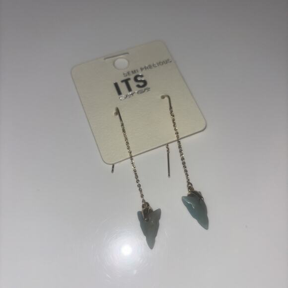 Women Girl Dangle Pull Through Threader Earrings Turquoise Teal Stone‎ Boho Indi - Picture 6 of 12